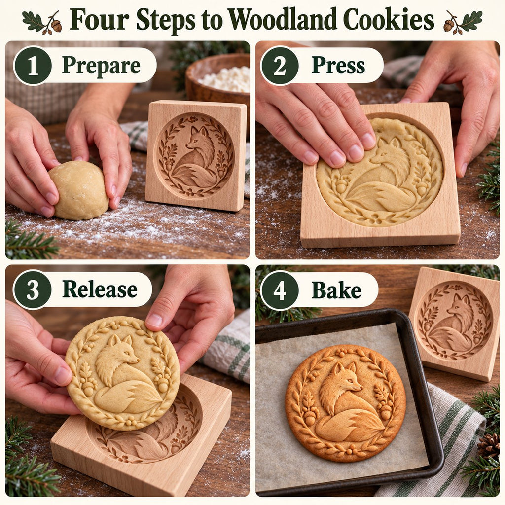 🌟✨ Woodland Animal Cookie Mold | 4.7-Inch Wooden Embossing Mold for Cozy Homemade Cookies 🍪