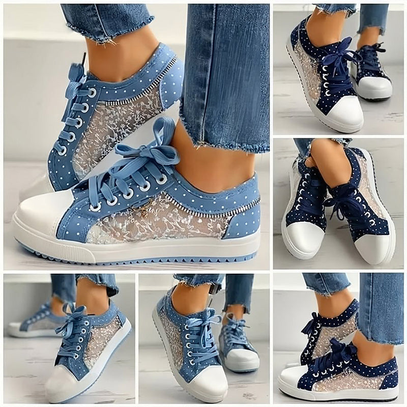 🎉Women's Casual Flat Round Toe Lace Up Low Top Shoes