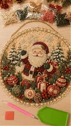 🔥HOT SALE🔥🌸🌻🍂🎄✨ Four Seasons & Holiday Pearl Art Hanging Wreath Kit | Luxury Flocked Canvas with Scratch-Resistant Non-Fading Pearl Beads DIY Handmade Seasonal Decor 💎