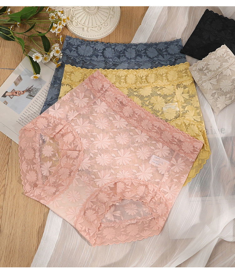 Sexy Seamless Thin Lace Silk Care Panties