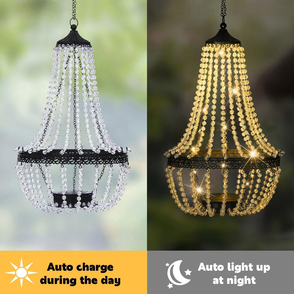 🔥Limited-Edition Solar Hanging Acrylic Crystal Chandelier Outdoor Garden Decorative Lights👍