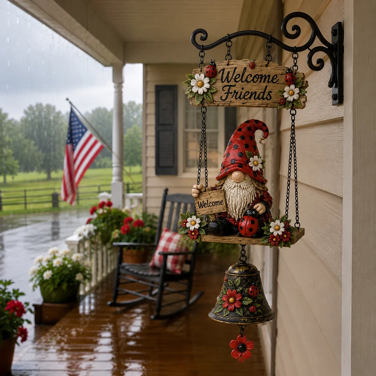 🔥Rustic Garden Gnome Bell Outdoor Decor 🐞🌼