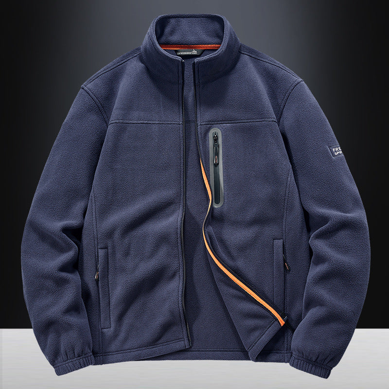 Men's outdoor casual standing collar fletop multi-pocket jacket
