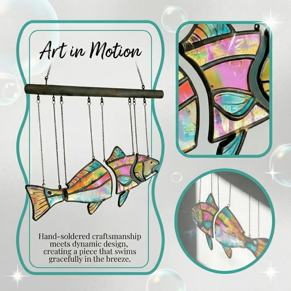 Handcrafted Stained Glass Red Drum-The Illusion of Swimming