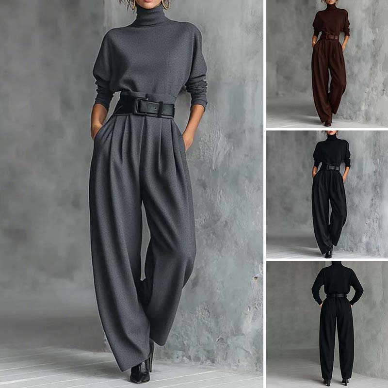 ⏰Women’s Elegant Turtleneck Top & High-Waist Pants Set 👚👖