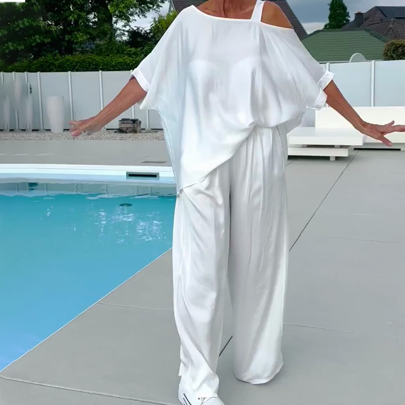 Women's Soft Casual Top and Wide-Leg Set