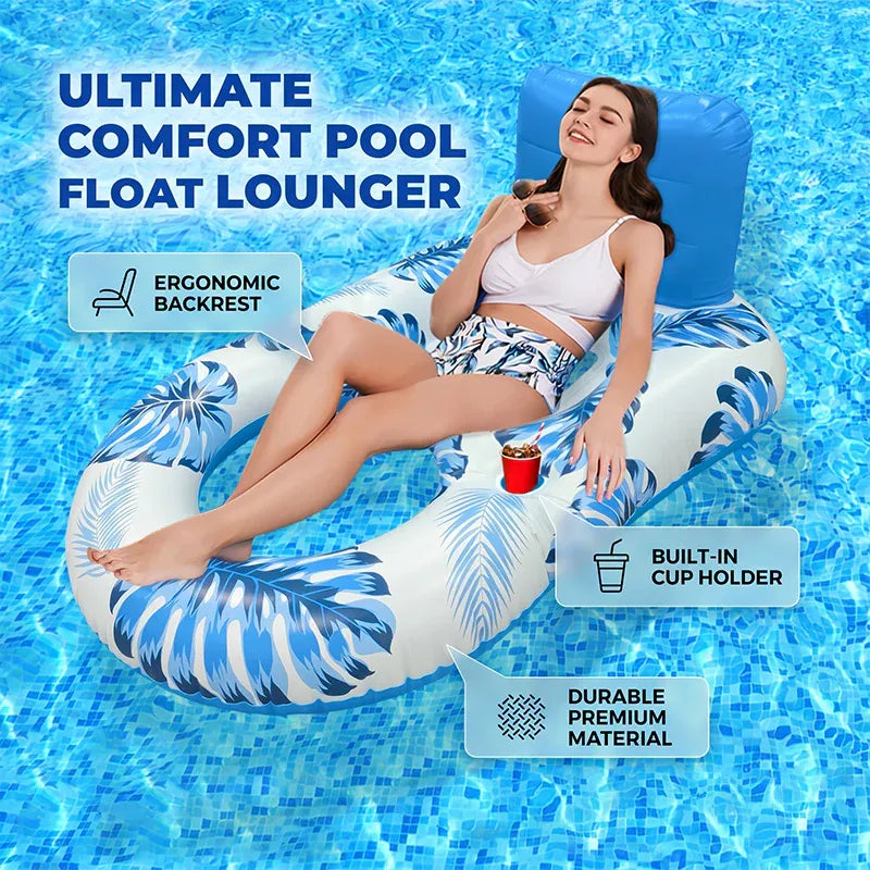 🔥 Premium Inflatable Pool Float Lounger – Ergonomic Backrest 🌊