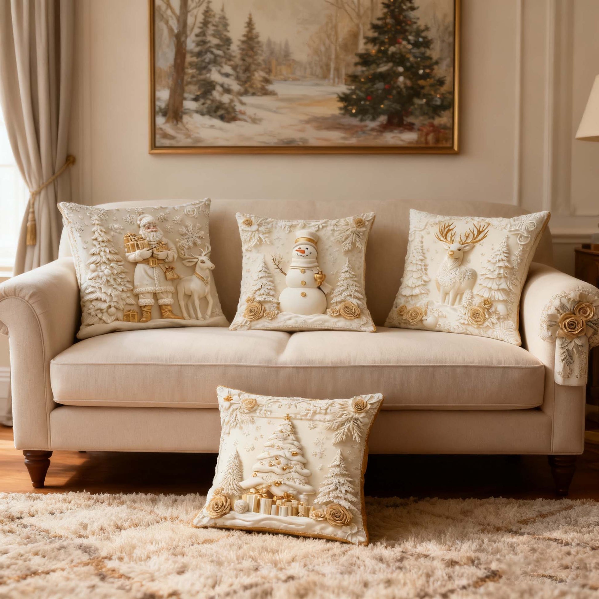 🎄 Luxury Christmas Style Pillow Cover – Machine Washable, Wrinkle-Resistant, Durable, Perfect for Living Room, Bedroom, Office & More