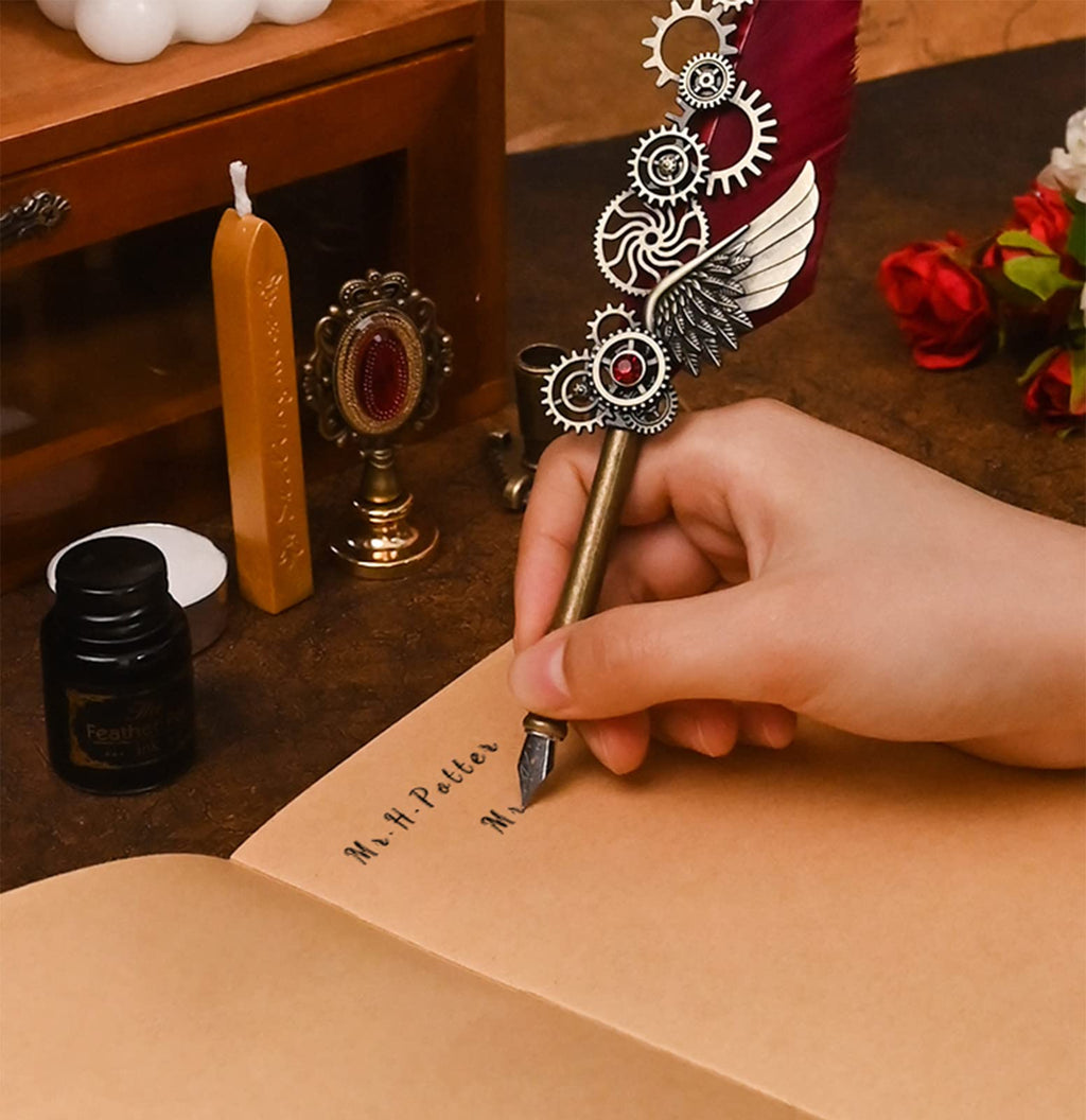 (🎄Early Christmas Sale - Save 49% OFF & Buy 2 Free shipping)  Steampunk Quill Pen Set with Ink Set