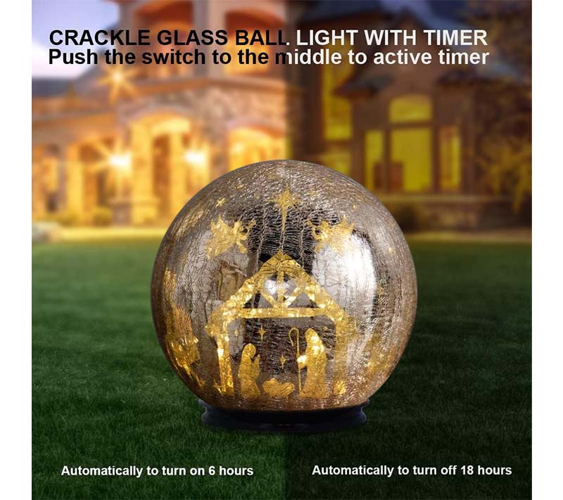 💖8" Illuminated Crackle Glass Sphere with Hidden Scene
