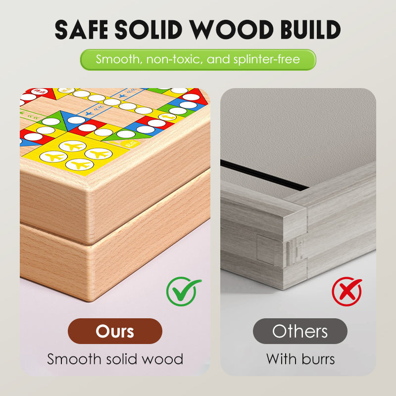 5-in-1 Foldable Wooden Board Game Set