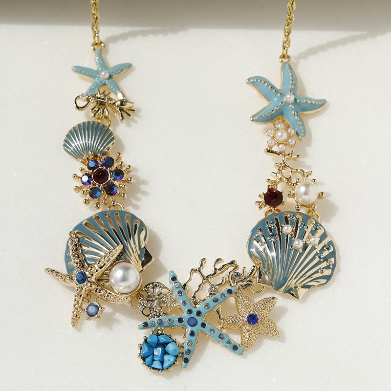 Shell Starfish Pearl Necklace