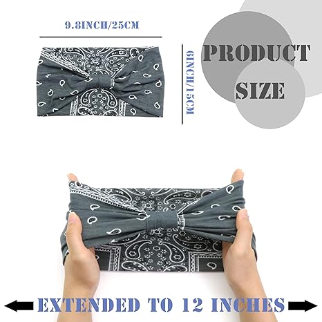 Wide headband with Boho Paisley print