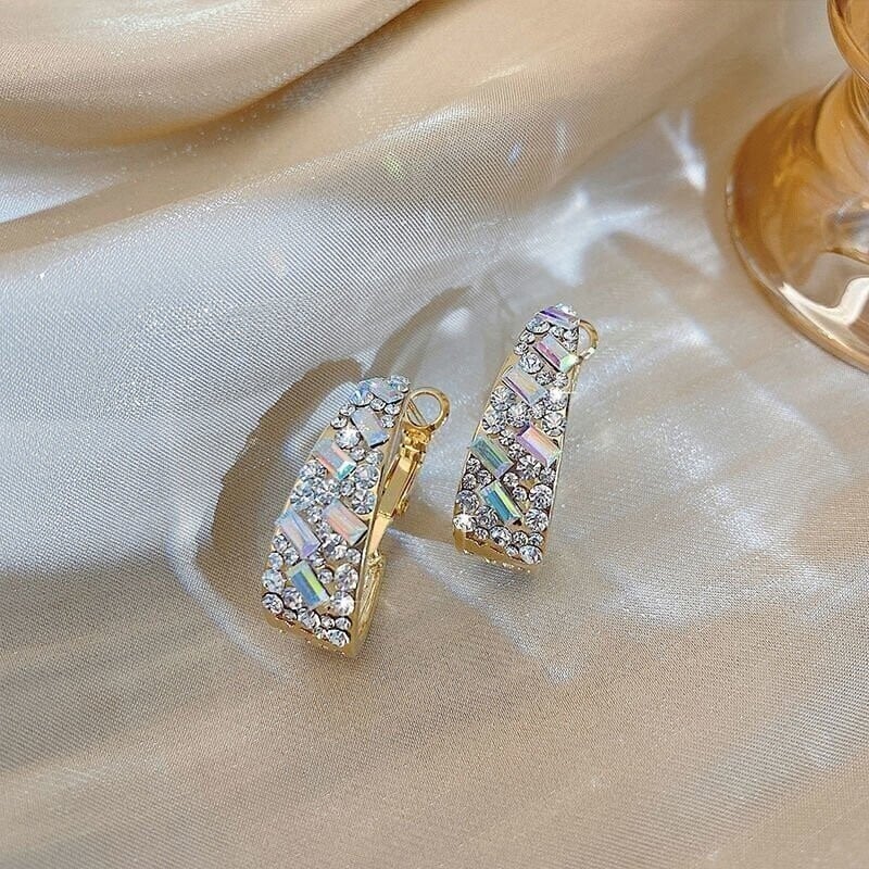 Hot sale 💥  silver  Fancy diamond geometric earrings