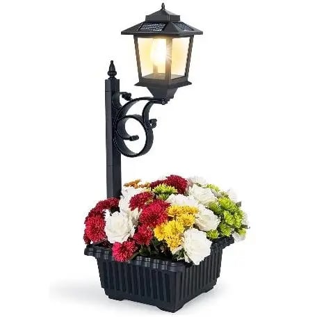 Solar Post Light With Planter