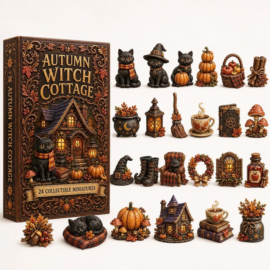 24 Cozy Witchy Miniatures, Black Cat Collectibles & Magical Fall Cottage Surprises, Acrylic Charms Blind Box
