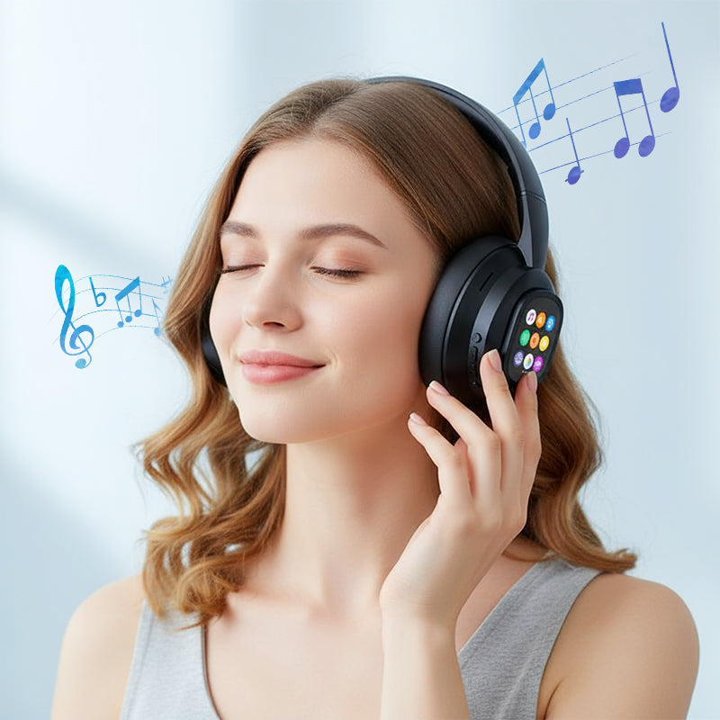 ✨ AI Bluetooth Headphones - Smart LCD Display & Voice Assistant with Premium Sound Quality for Music & Calls 📱✨