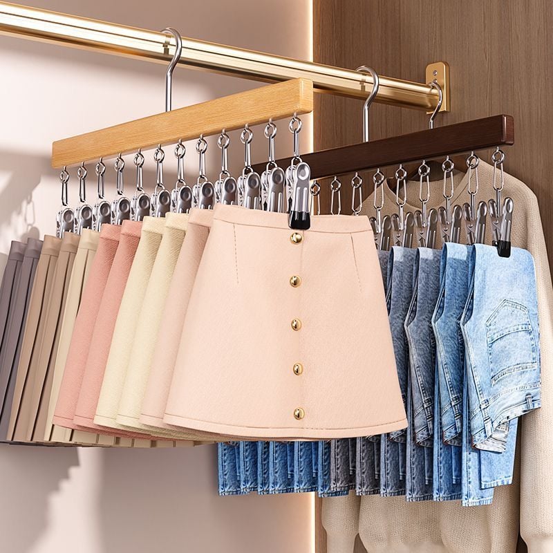 🏆 Oltre 50.000 venduti! 🌿✨Organizzatore girevole per armadio PureWood - Soluzione salvaspazio verticale e antipiega per riporre i vestiti 👖