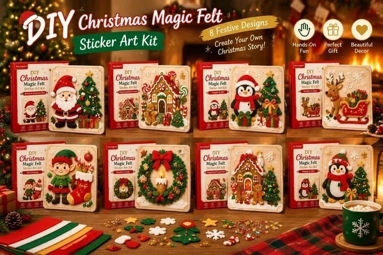 🎄 DIY Christmas Magic Felt Sticker Art Kit – Peel, Stick & Create