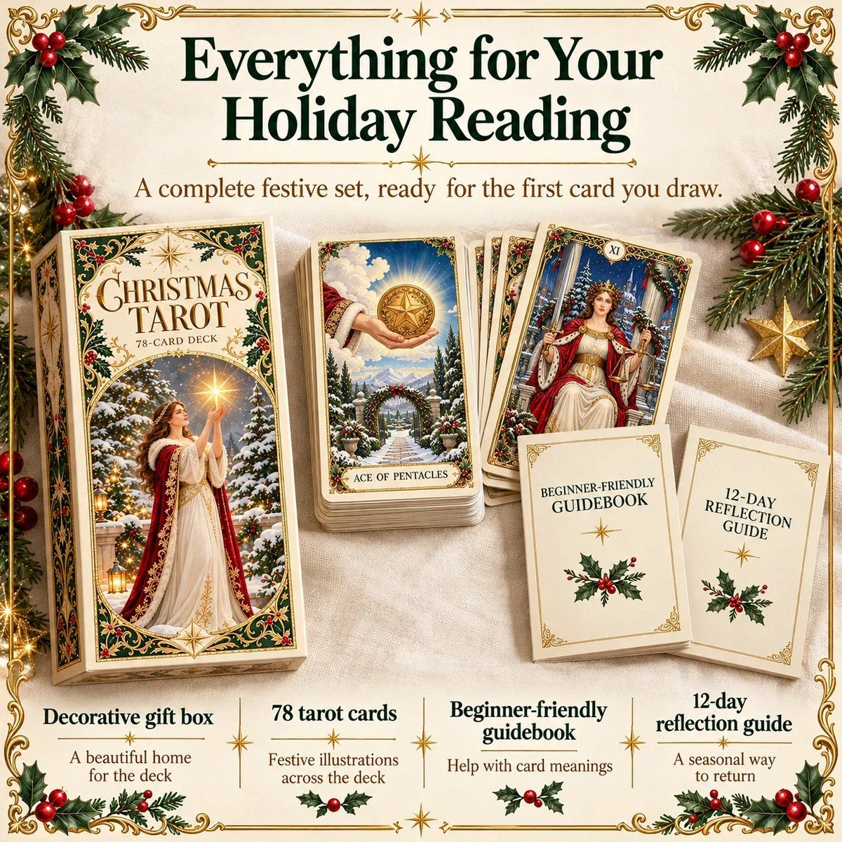 🔮 Yuletide Tarot Deck | 78 Festive Cards & A Guided 12-Day Holiday Ritual