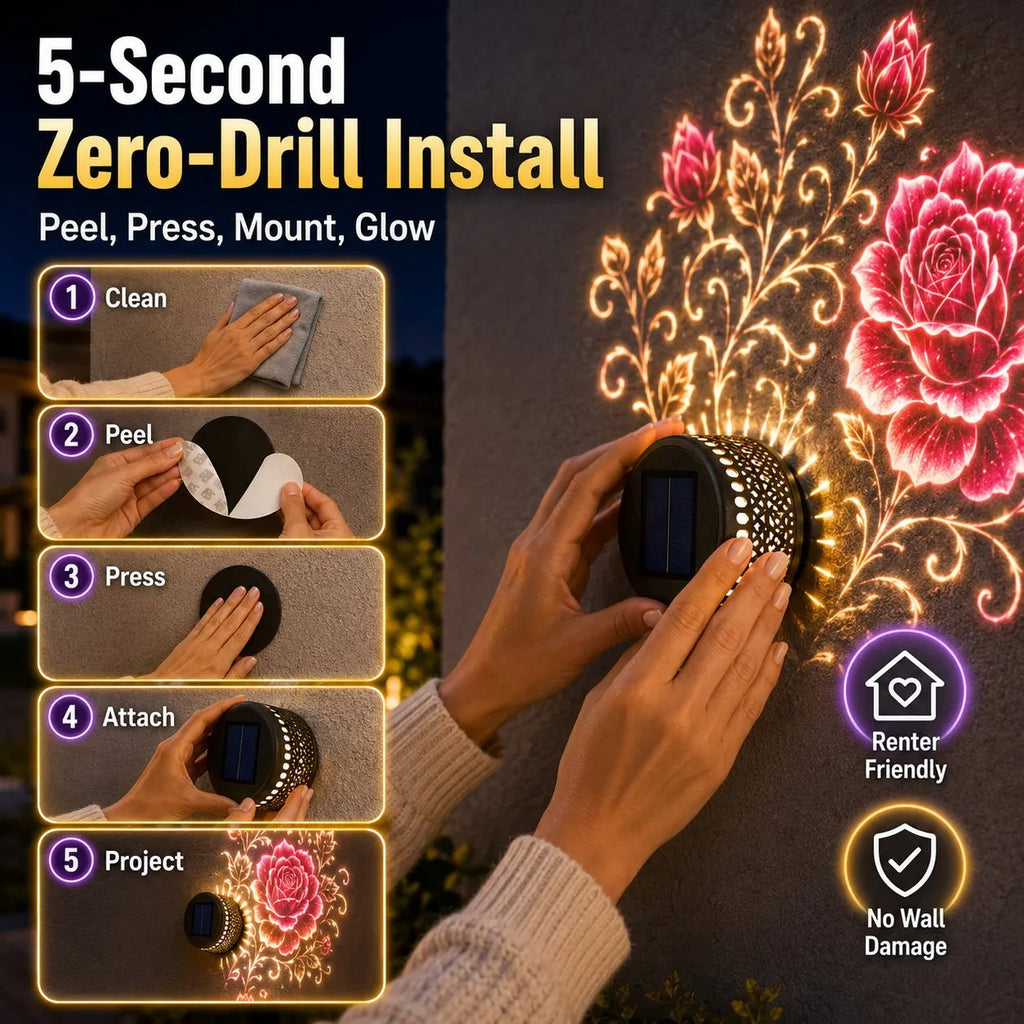🔥HOT SALE🔥✨Smart App-Controlled Solar Wall Projection Light (Custom DIY Patterns & Team Logos Edition)