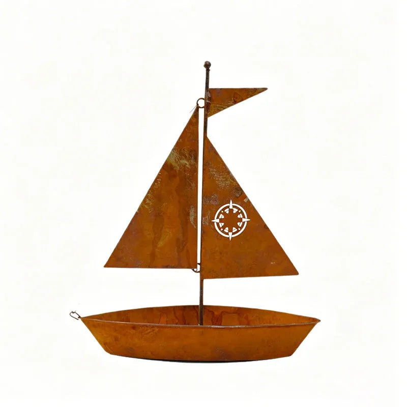 🌱  Rustic Sailboat Metal Planter - Handcrafted, weather-resistant & perfect for succulents, herbs or flowers – charming garden or shelf decor 🏡