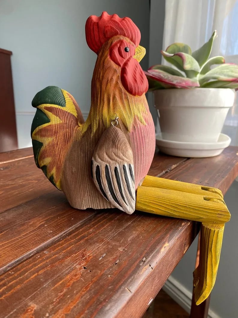Hand-Carved Wooden Sitting Animal  – Unique & Charming!