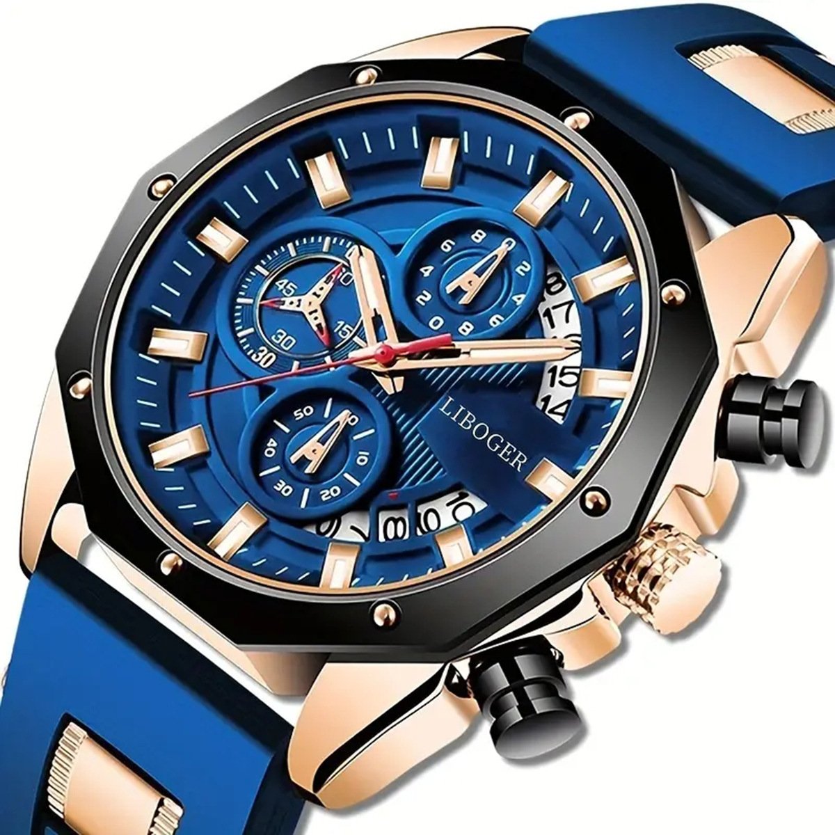 Fashion Silicone Strap Watch Multi-Function Calendar Sports Watch