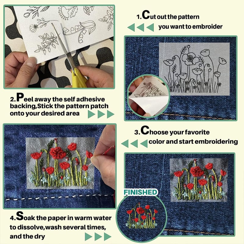 Water Soluble Flower Patterns for Embroidery🎁