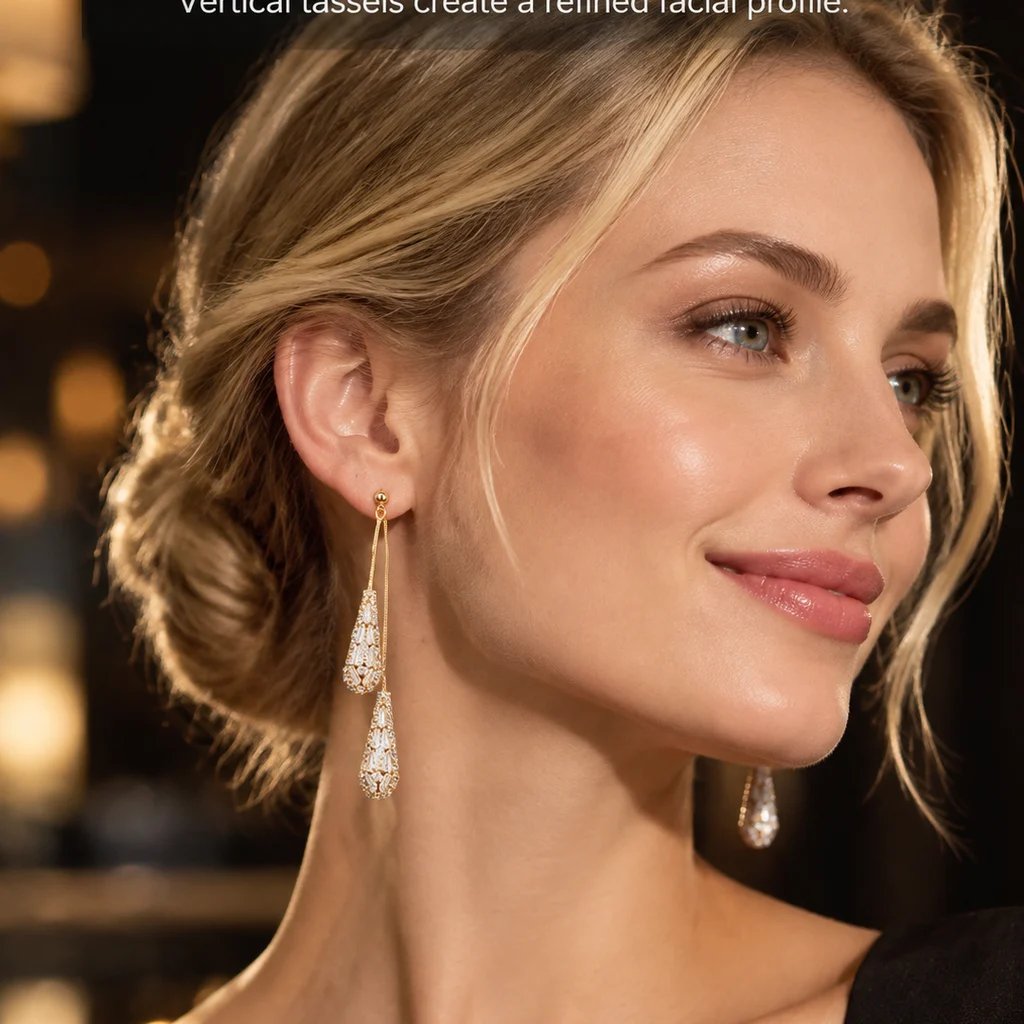 ✨Elegant Zircon Two-Way Teardrop Tassel Earrings for Women💖