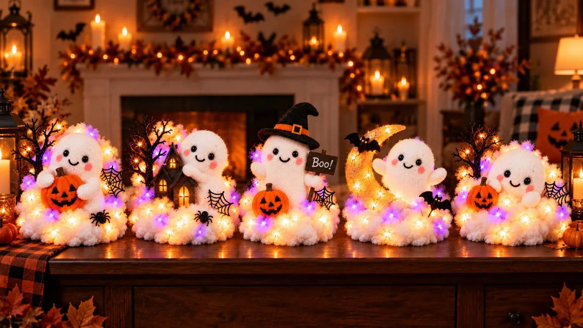 🔥HOT SALE🔥👻 Glowing Ghost Staircase Decor | 5 Playful Halloween Characters For Railings, Mantels & Entryways 🎃