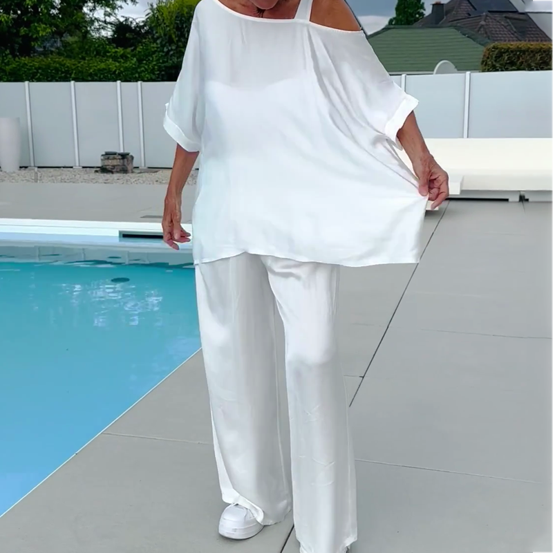 Women's Soft Casual Top and Wide-Leg Set