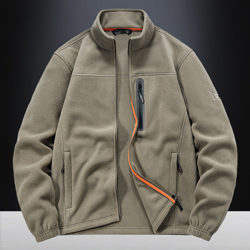 Men's outdoor casual standing collar fletop multi-pocket jacket