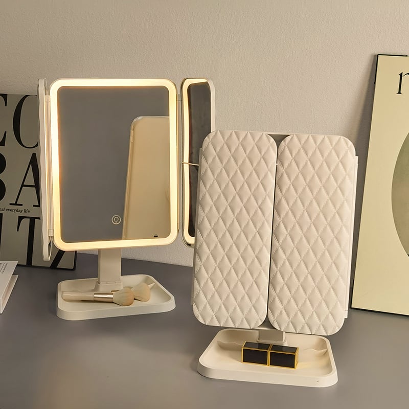 Trifold LED Makeup Mirror