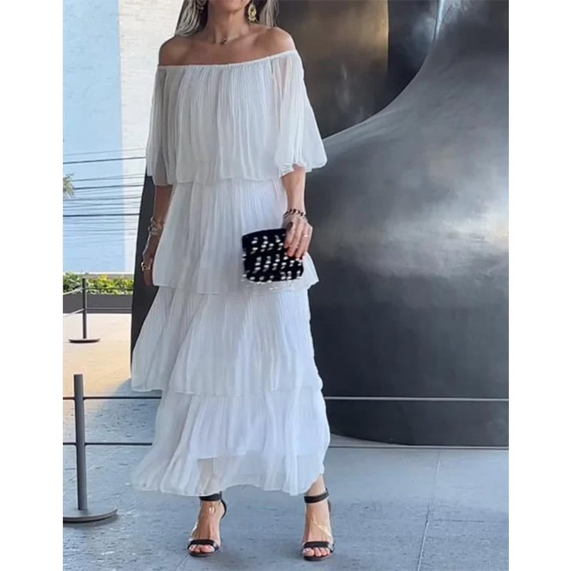 Elegant chiffon cake long dress