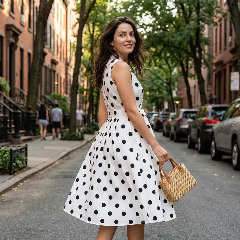⏰Women's Polka Dot Sleeveless V-Neck Dress
