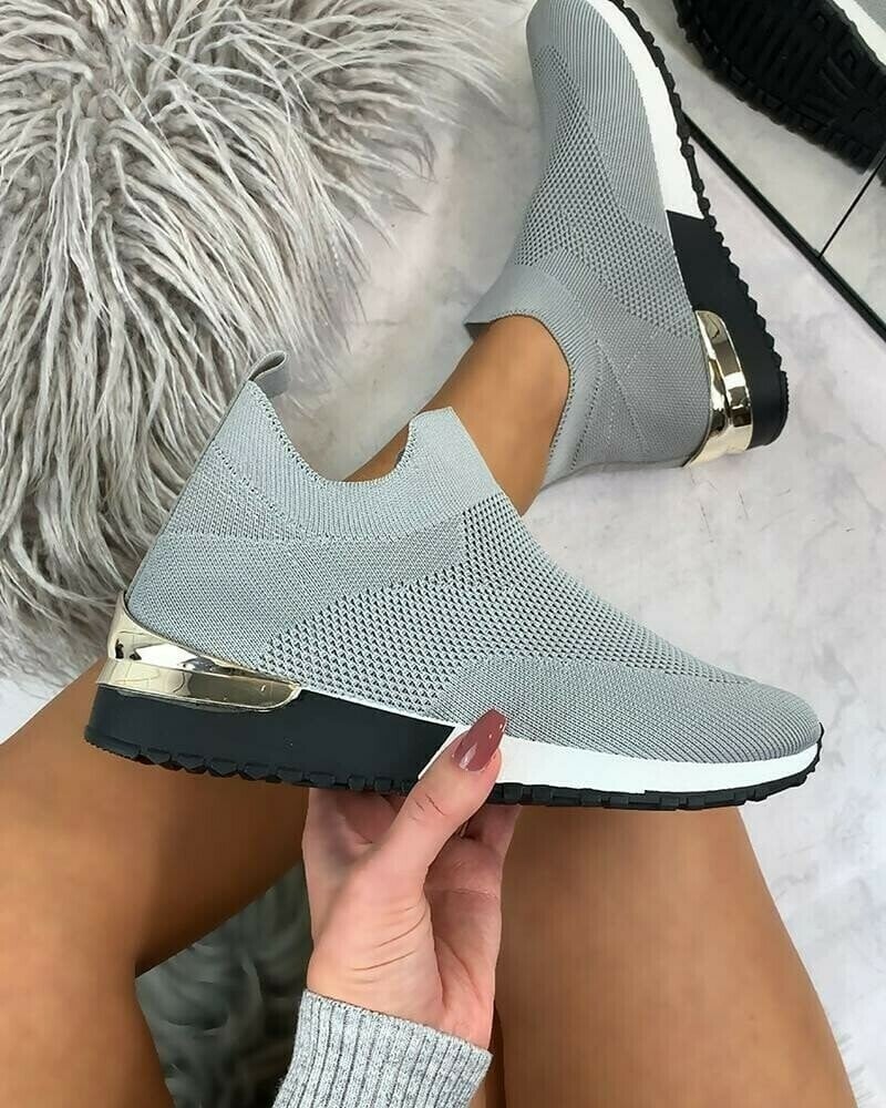 Elegant elastic slip-on flat shoes