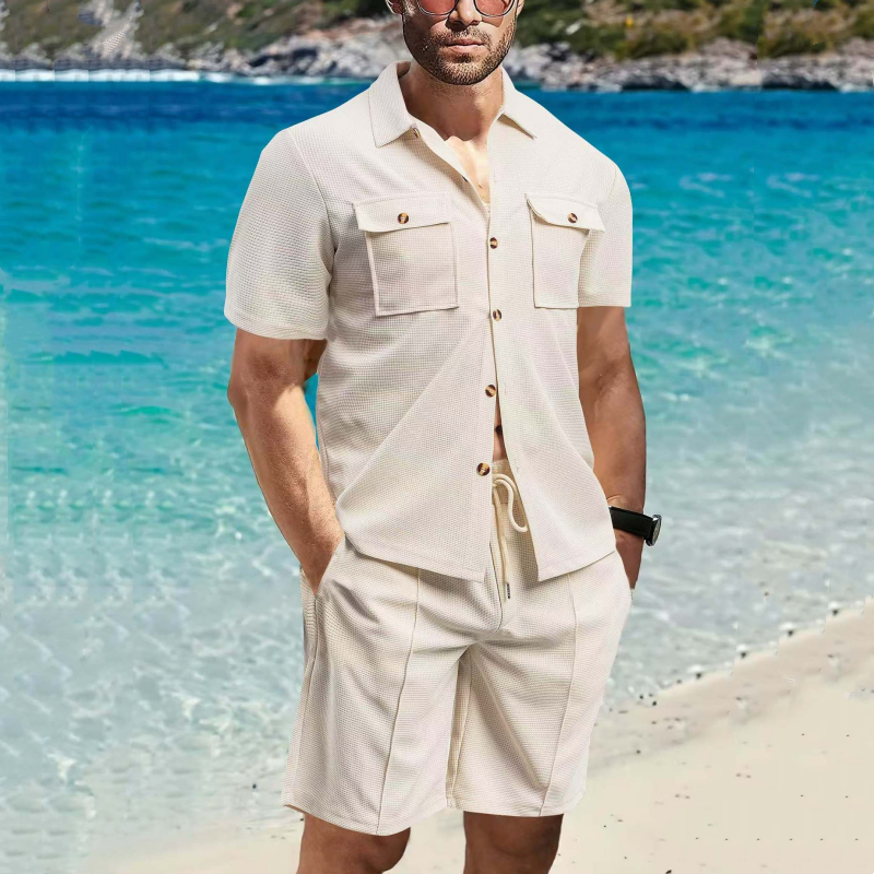 Men's Short-Sleeved Shirts & Short Pants 2-Piece Set