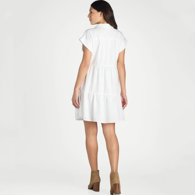 👗Women’s Lapel Short Sleeve Pleated Button-Down Dress
