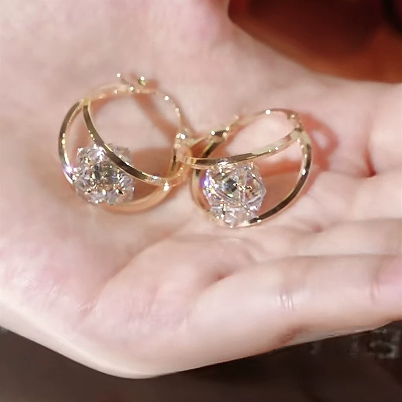 🌸 🌸Double Hoop Sparkling Zirconia Ball Earrings