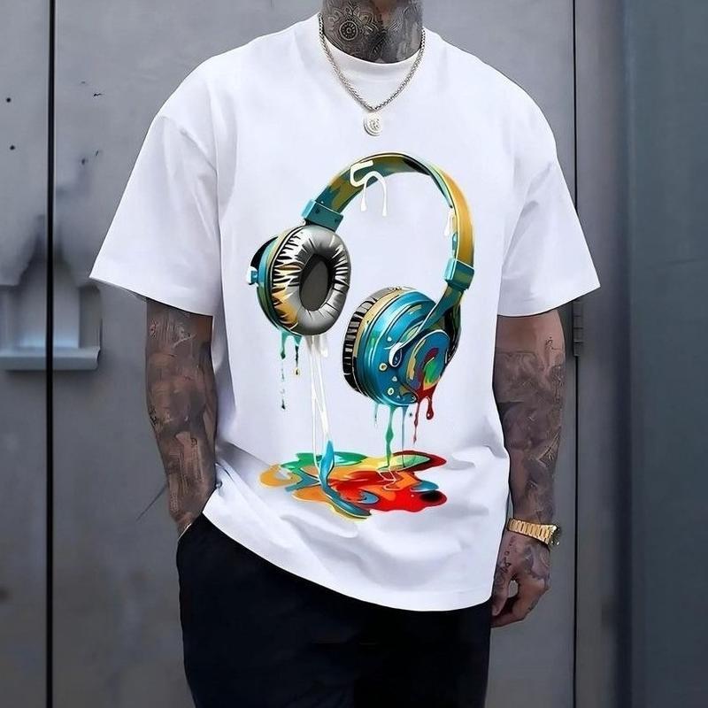 ✨🚀Melting Headphones Graphic Cotton T-Shirt