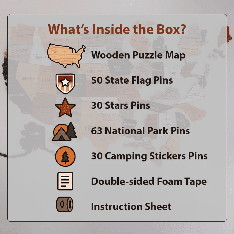 The United States Wooden Map Puzzle Full Packed