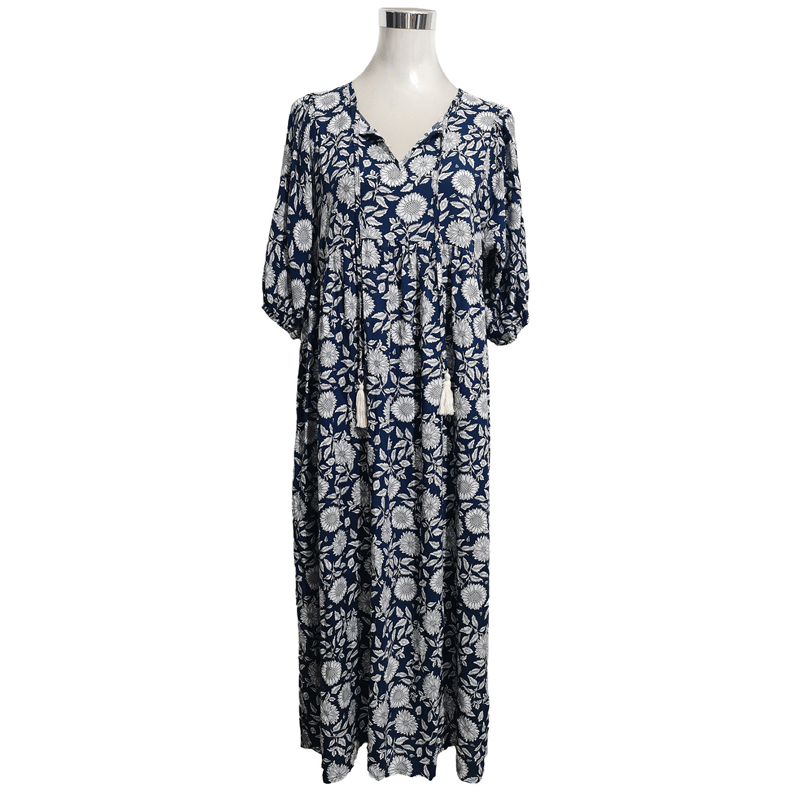 🌸Women's elegant long dress with floral print and V-neck