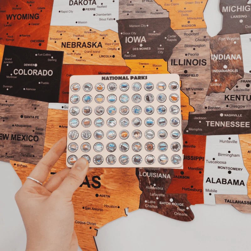 The United States Wooden Map Puzzle Full Packed