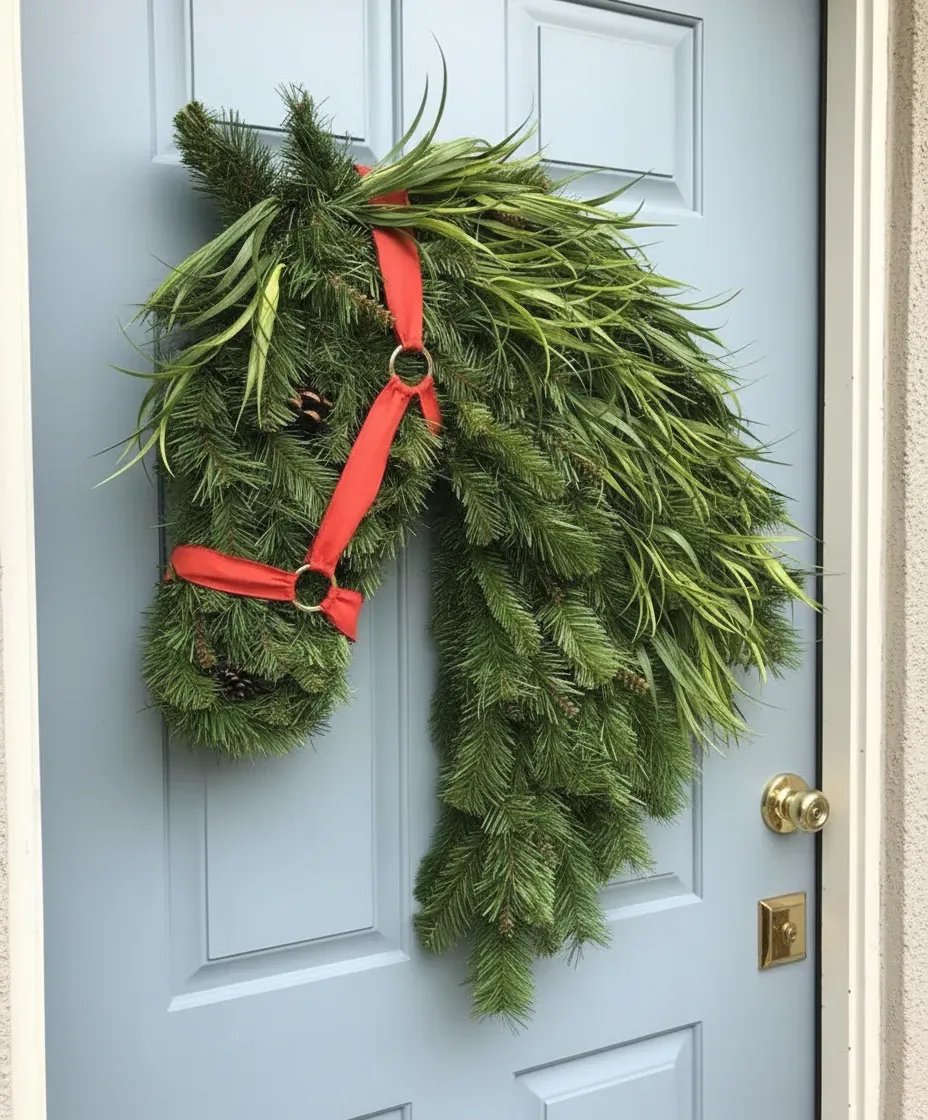 🐴Horse Head Wreath – Farmhouse Equestrian Door Decor✨