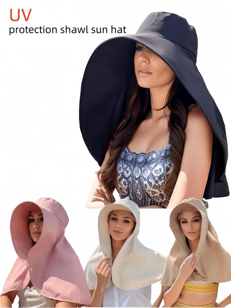 👒Full face sun protection & big brim shawl & sun hat👒