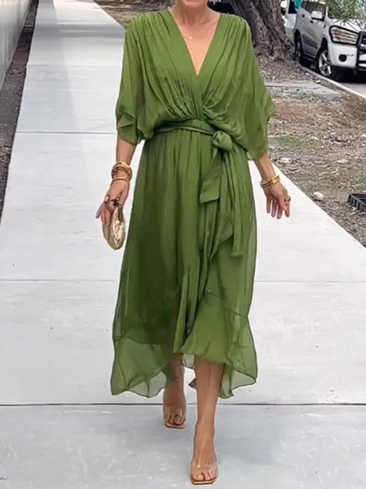 🎁Stylish and elegant V-neck chiffon dress