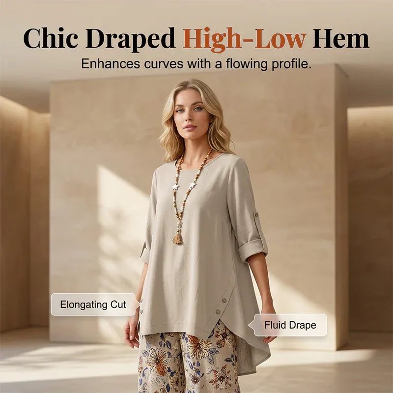 💥New Arrivals-Women's Cotton Linen Half Sleeve Top & Pants Set