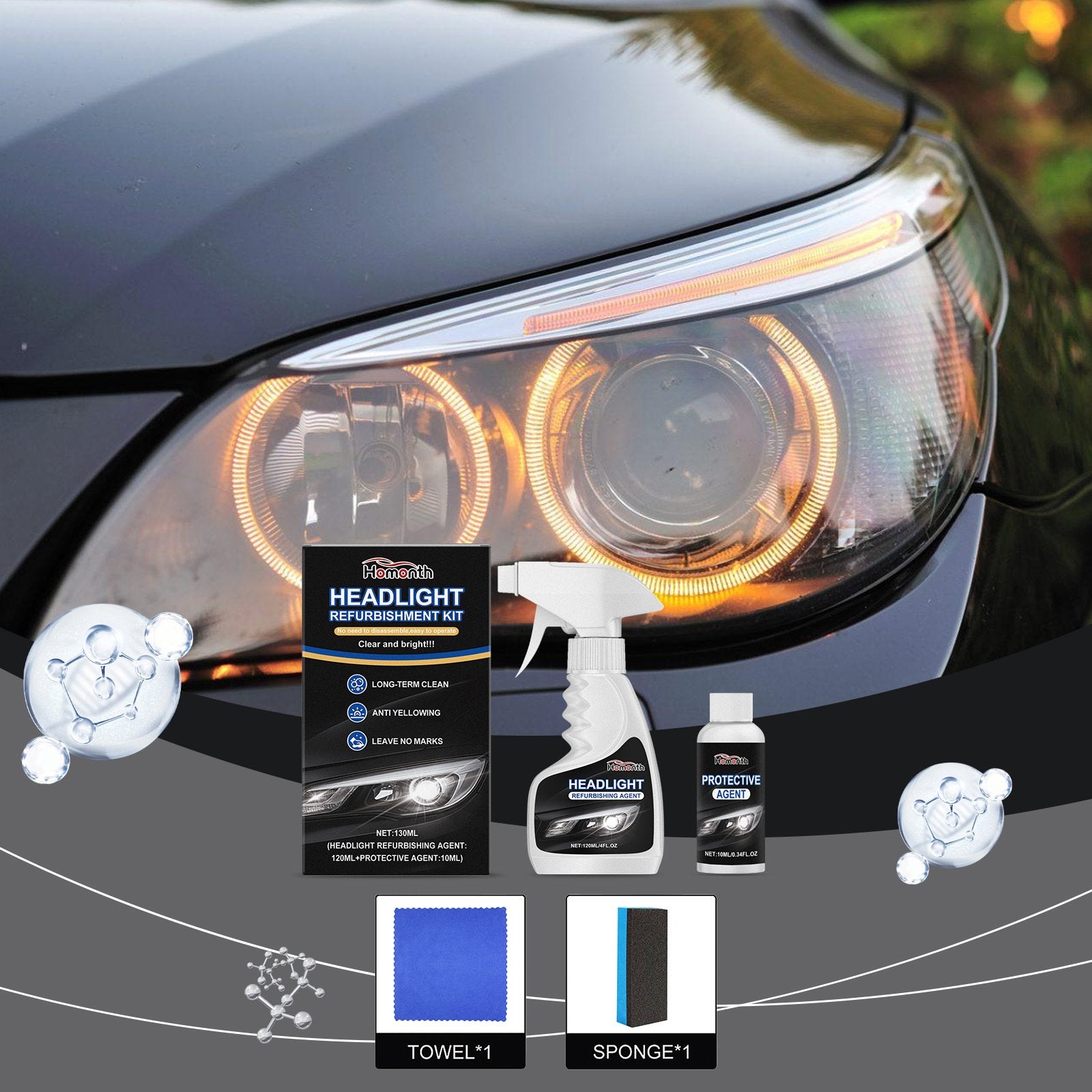🔥Automotive Headlamp Restoration Fluid Kit