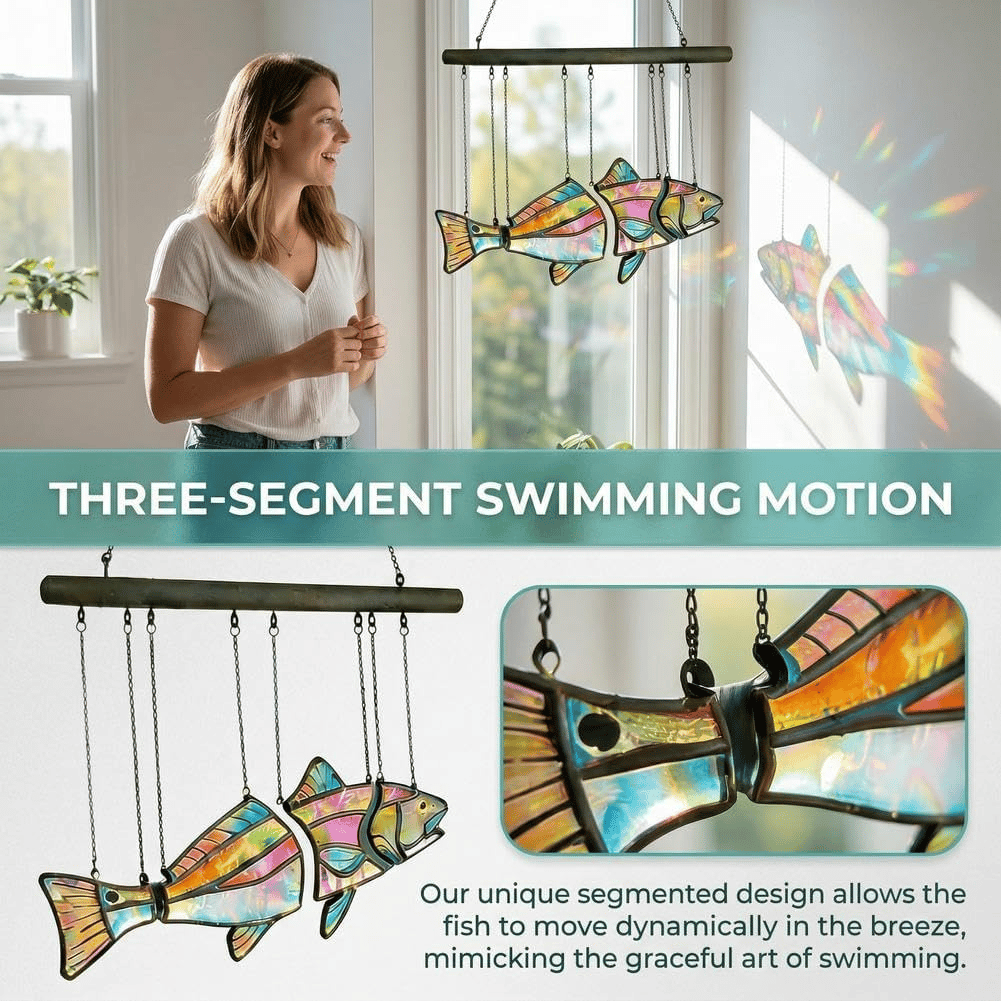 Handcrafted Stained Glass Red Drum-The Illusion of Swimming